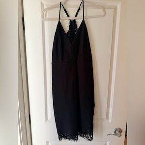 Lulu's Black Lace-Trim Dress